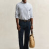 Camisas de seersucker às riscas com corte regular
