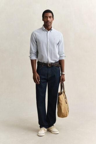 Camisas de seersucker às riscas com corte regular