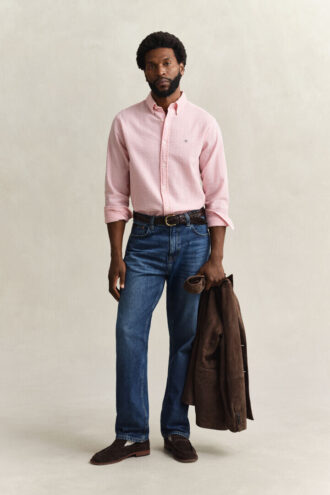 Camisas de seersucker às riscas com corte regular