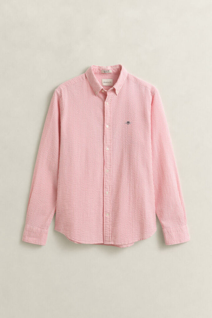 Camisas de seersucker às riscas com corte regular