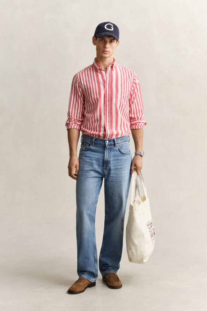 Camisas de voile de algodão às riscas