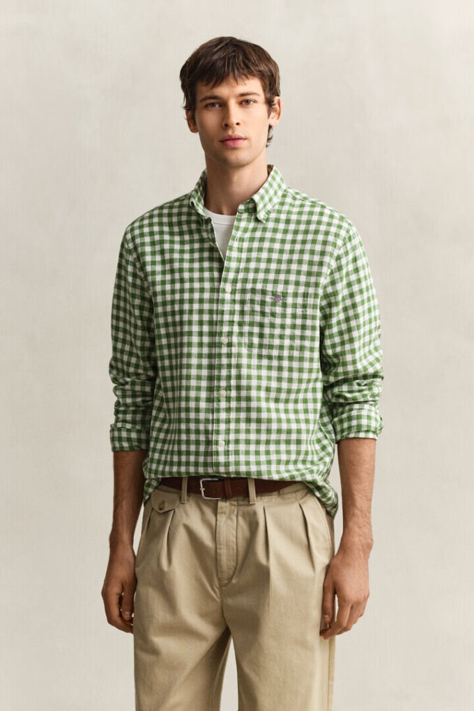 Camisas em mistura de linho xadrez