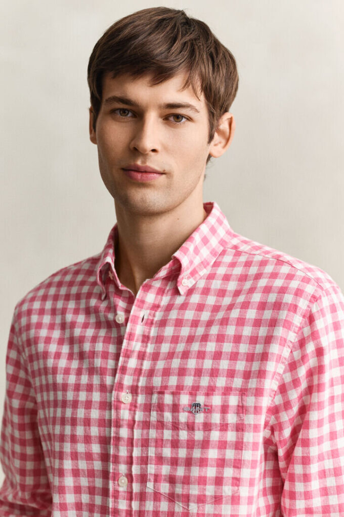 Camisas em mistura de linho xadrez