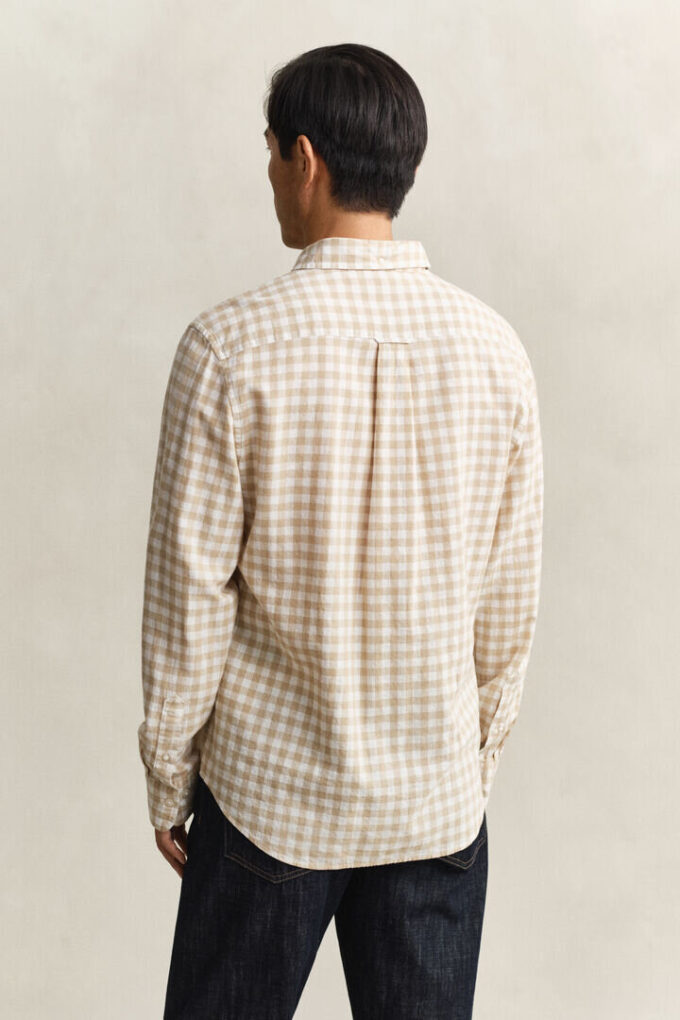 Camisas em mistura de linho xadrez
