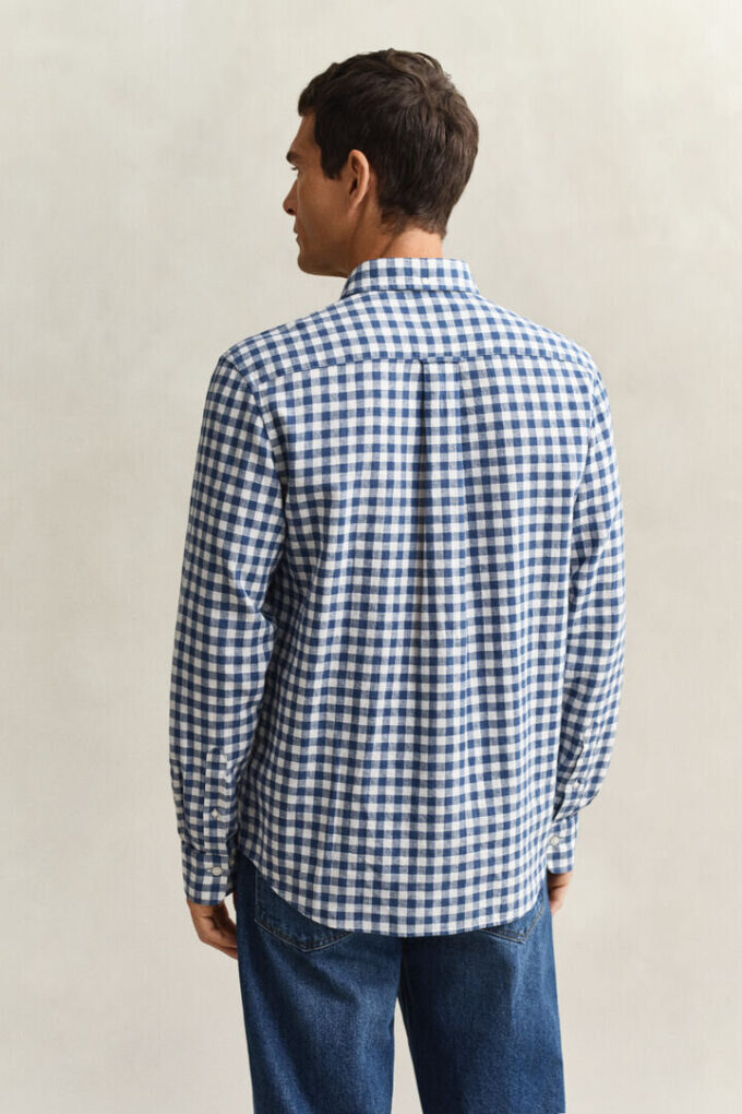 Camisas em mistura de linho xadrez