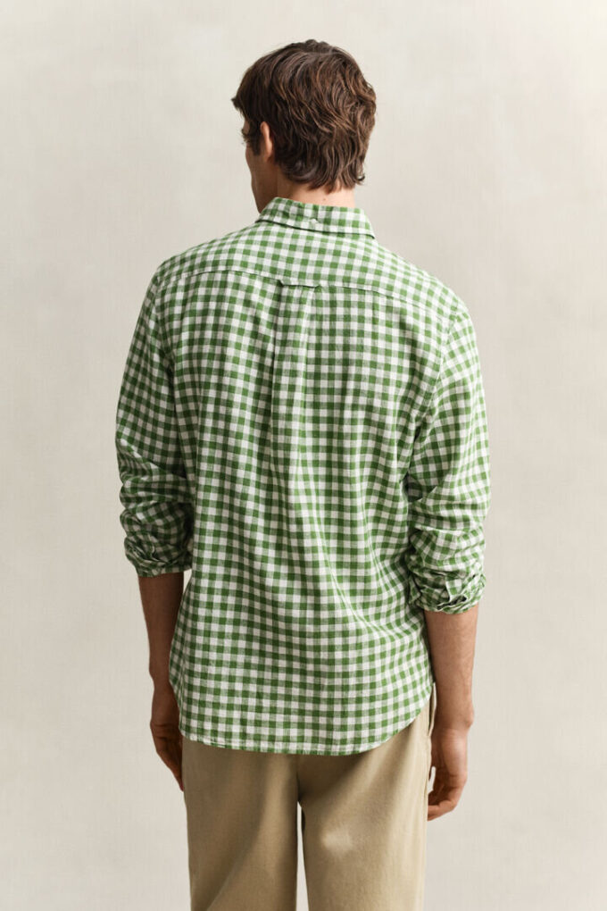 Camisas em mistura de linho xadrez