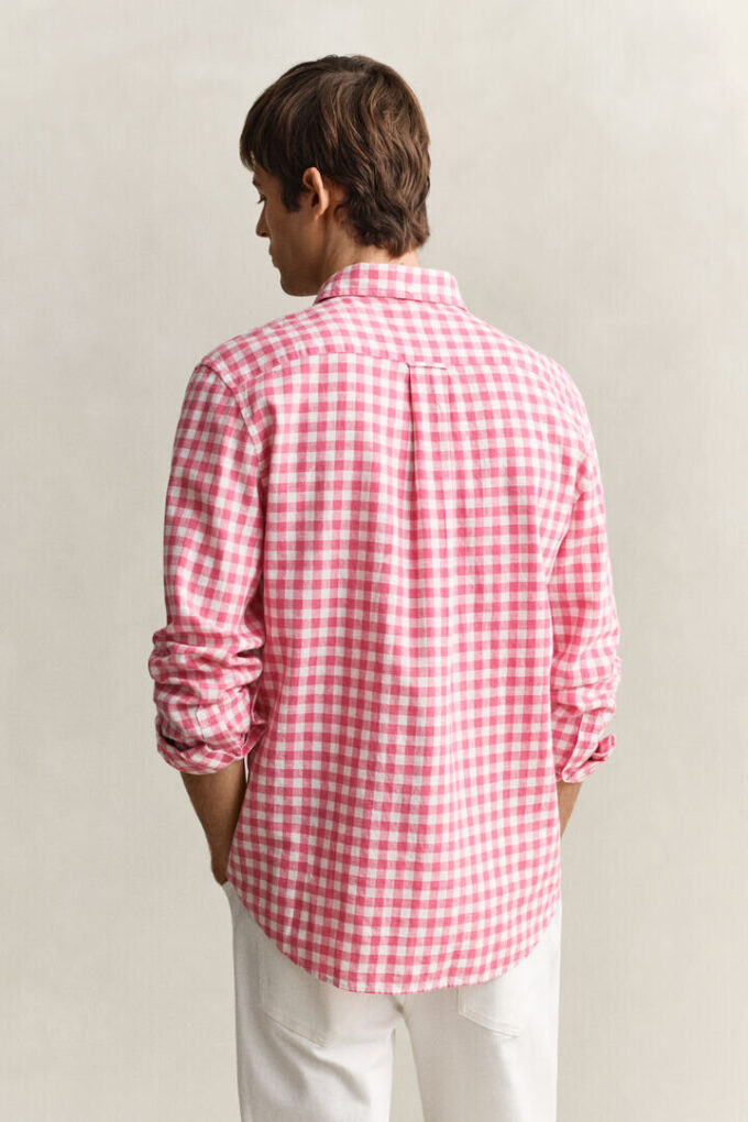 Camisas em mistura de linho xadrez