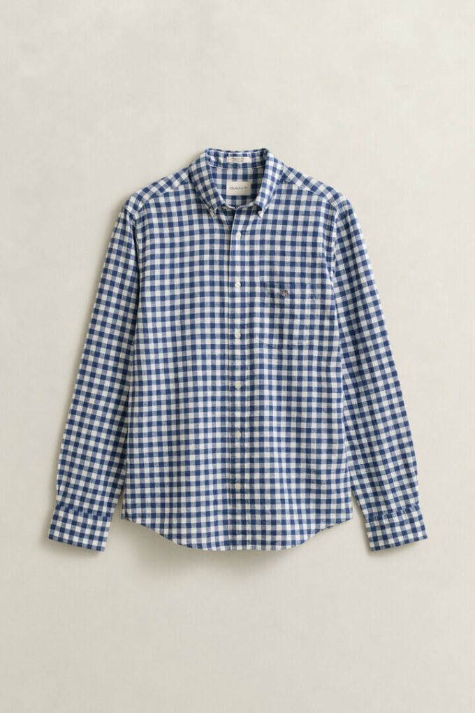 Camisas em mistura de linho xadrez