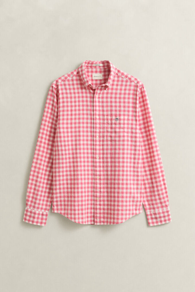 Camisas em mistura de linho xadrez