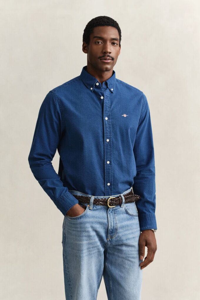Camisas em Seersucker Índigo