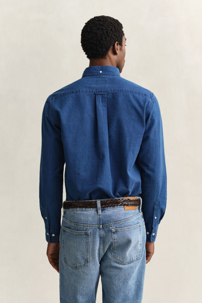 Camisas em Seersucker Índigo