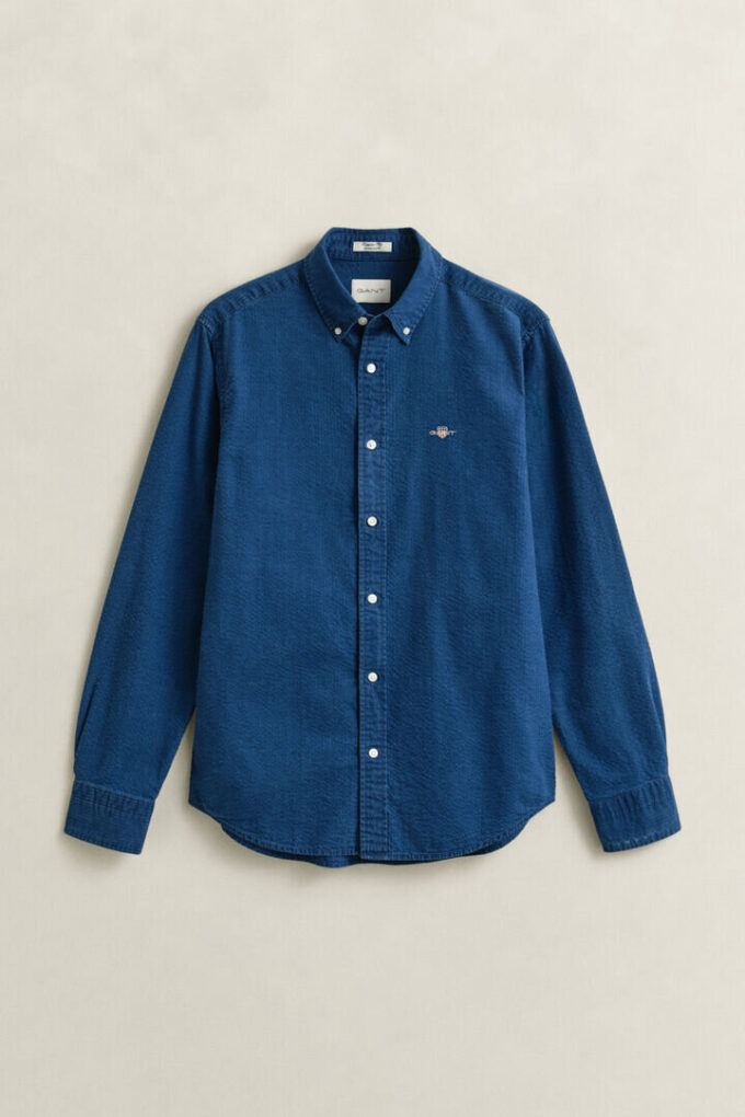 Camisas em Seersucker Índigo