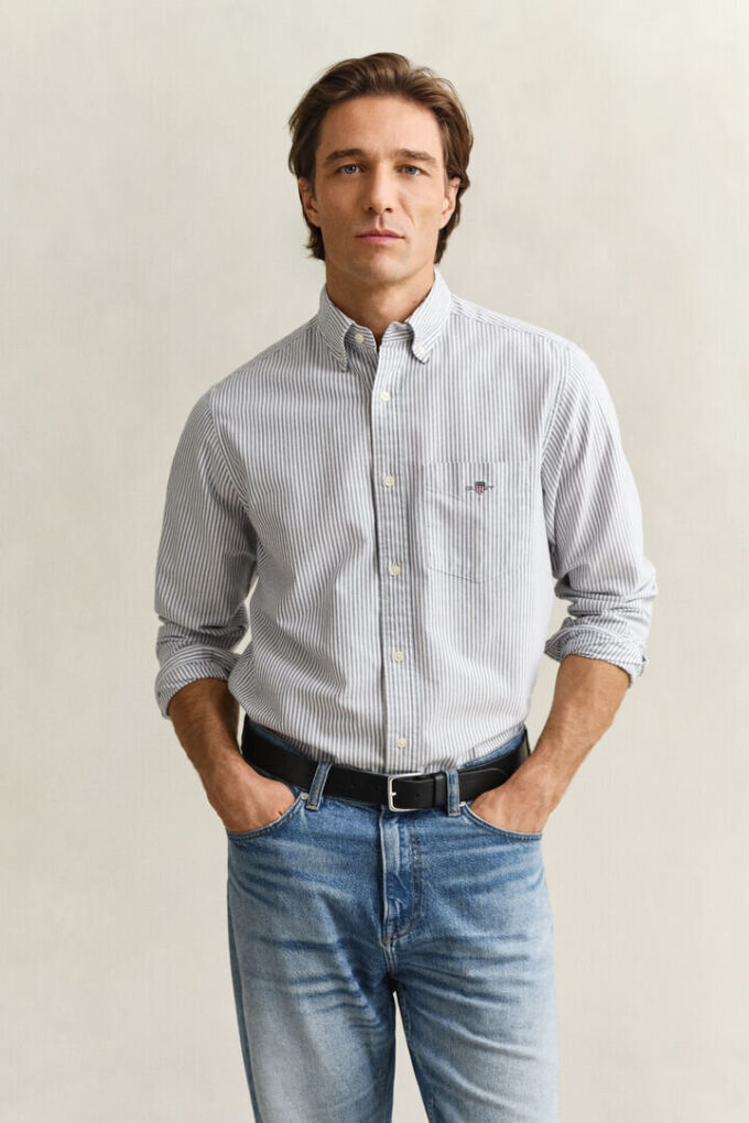 Camisas Oxford Clássicas com Risca de Bancário