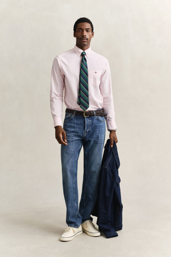 Camisas Oxford Clássicas com Risca de Bancário