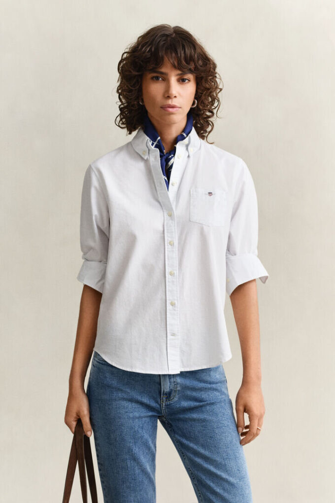 Camisas Oxford clássicas às riscas de corte regular