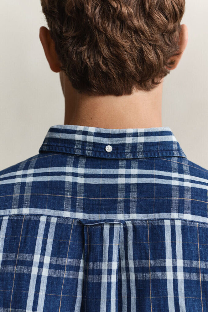 Camisas xadrez de algodão e linho