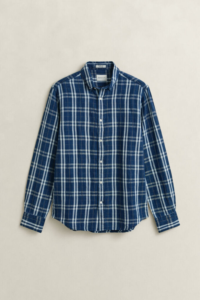 Camisas xadrez de algodão e linho