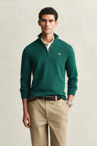 Camisola casual de algodão com meio fecho