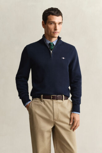 Camisola casual de algodão com meio fecho
