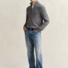 Camisola casual de algodão com meio fecho