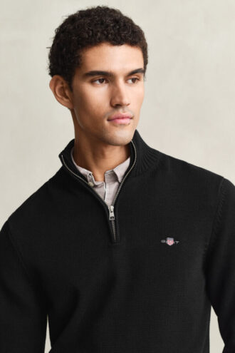 Camisola casual de algodão com meio fecho