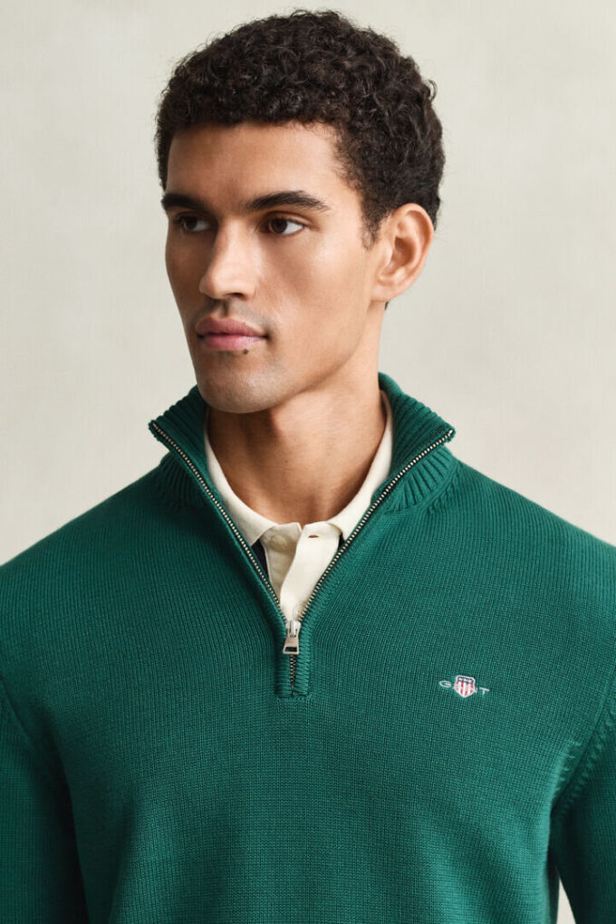 Camisola casual de algodão com meio fecho