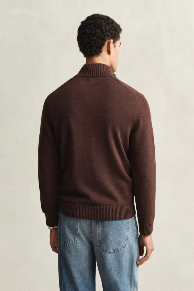 Camisola casual de algodão com meio fecho