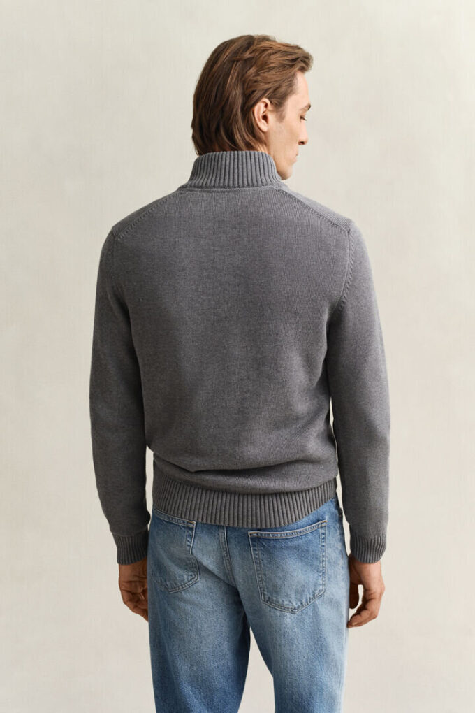 Camisola casual de algodão com meio fecho