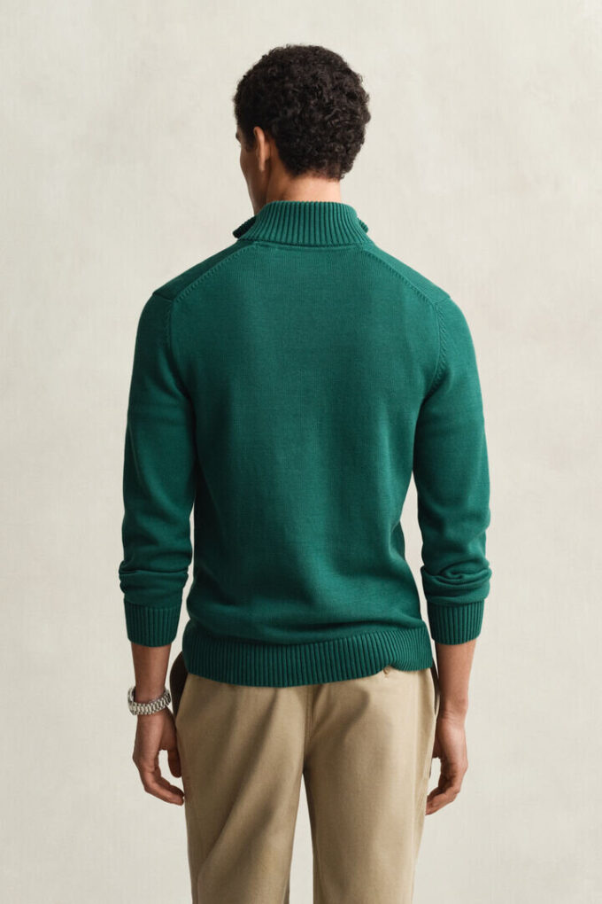 Camisola casual de algodão com meio fecho