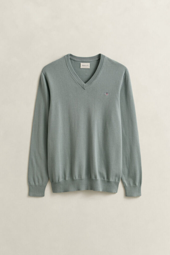 Camisola clássica de algodão com decote em V