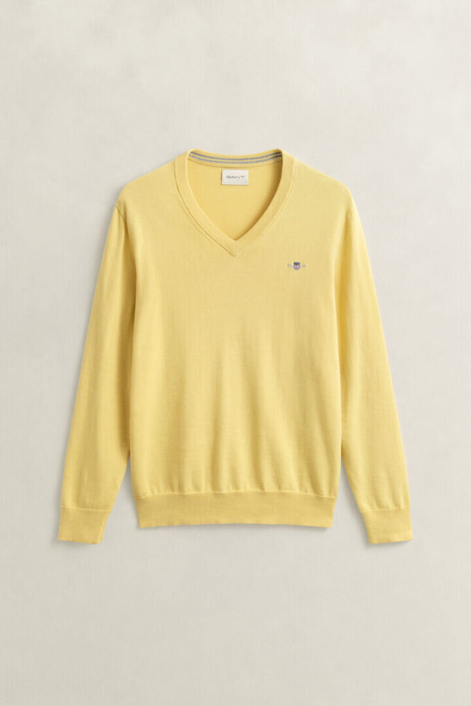 Camisola clássica de algodão com decote em V
