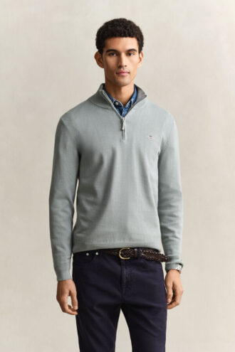 Camisola clássica de algodão com meio fecho