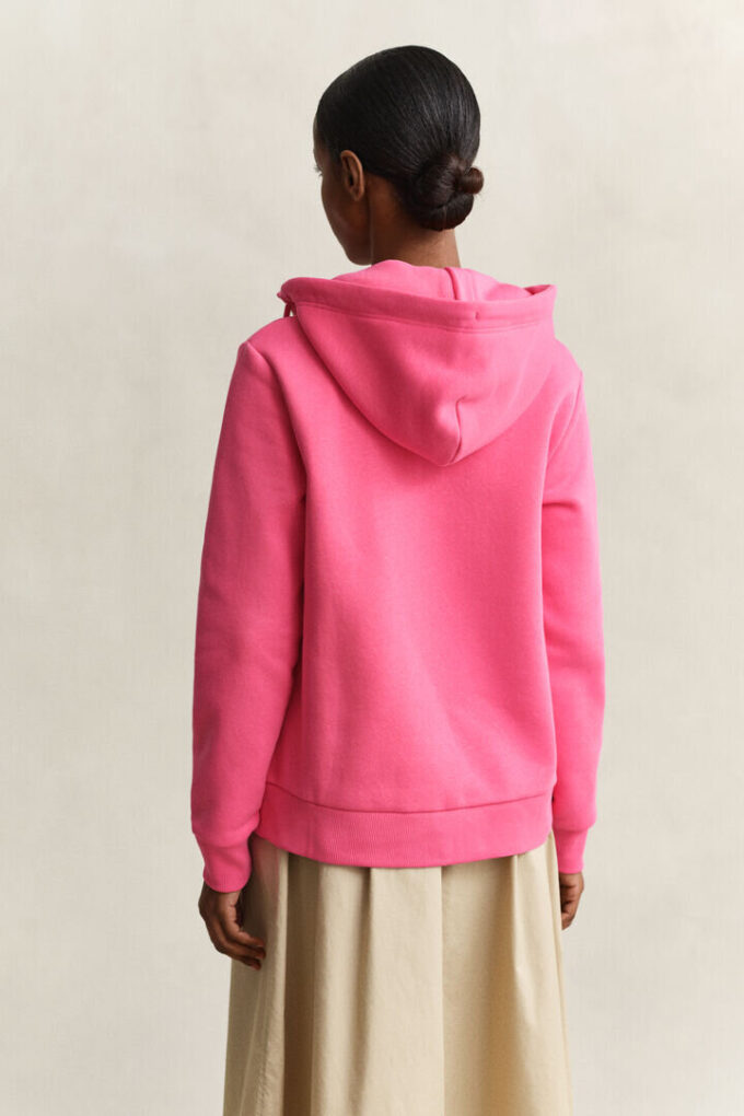 Camisola com capuz e fecho com emblema tonal