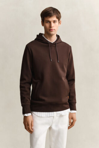 Camisola com capuz em tecido interlock