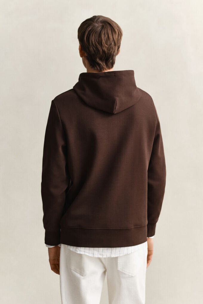 Camisola com capuz em tecido interlock