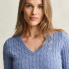 Camisola com decote em V em malha trançada