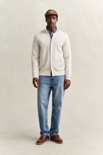 Camisola com fecho e Sacker Rib