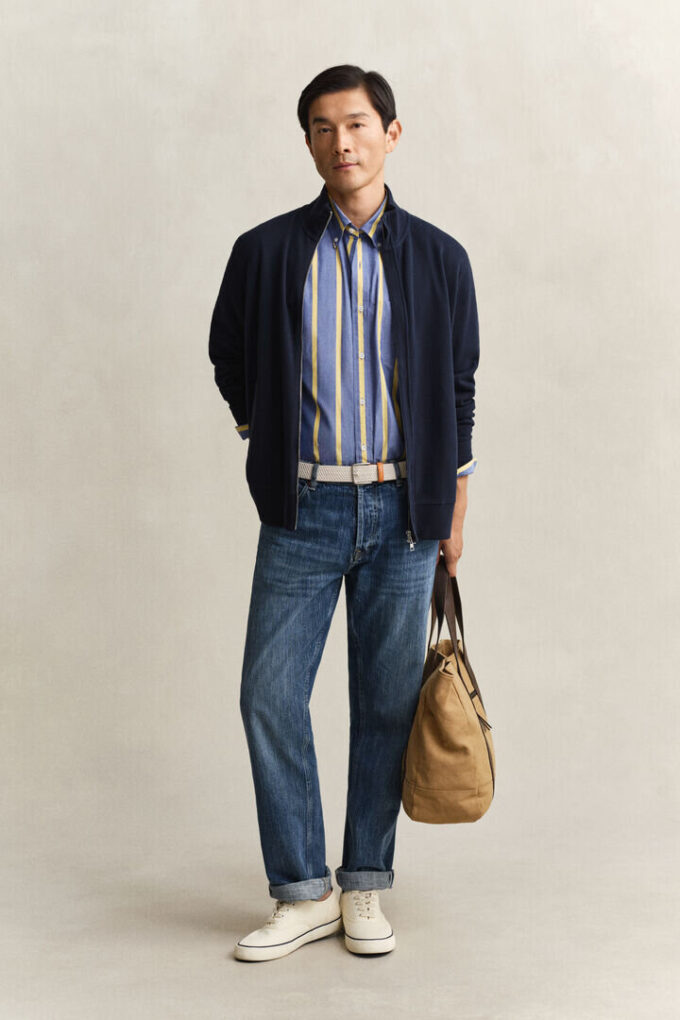 Camisola com fecho e Sacker Rib