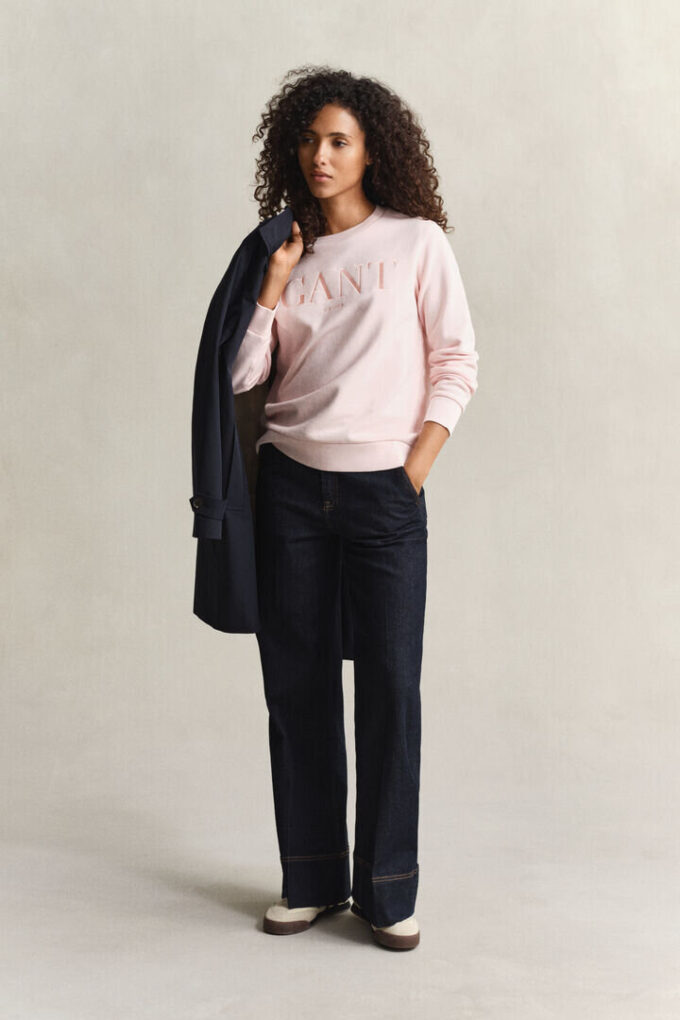 Camisola com gola redonda e grafismo tonal