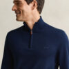 Camisola com meio fecho em lã merino extra fina