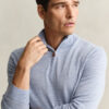 Camisola com meio fecho em lã merino extra fina