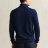 Camisola com meio fecho em lã merino extra fina