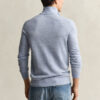 Camisola com meio fecho em lã merino extra fina