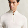 Camisola com meio fecho em lã merino extra fina