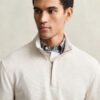 Camisola com meio fecho em malha Sacker Rib