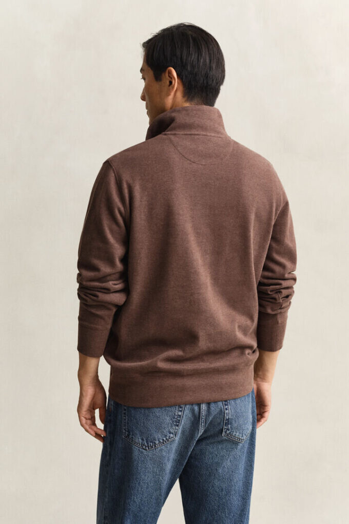 Camisola com meio fecho em malha Sacker Rib