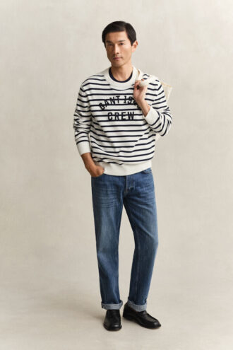 Camisola com padrão gráfico às riscas bretãs