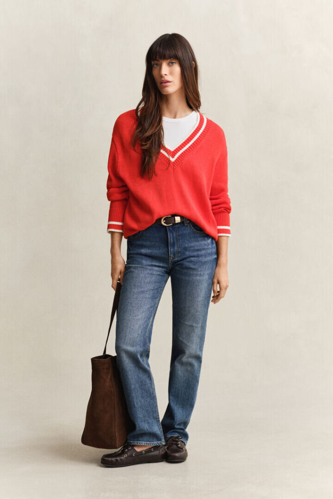 Camisola de Algodão com Decote em V
