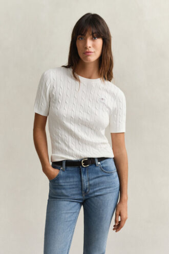 Camisola de calções com malha trançada