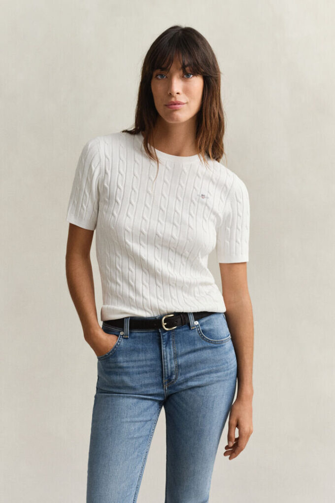 Camisola de calções com malha trançada